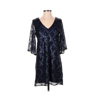 Honey Punch Women's Navy Blue Sequin Mini Dress Party Cocktail Lined Size XS
